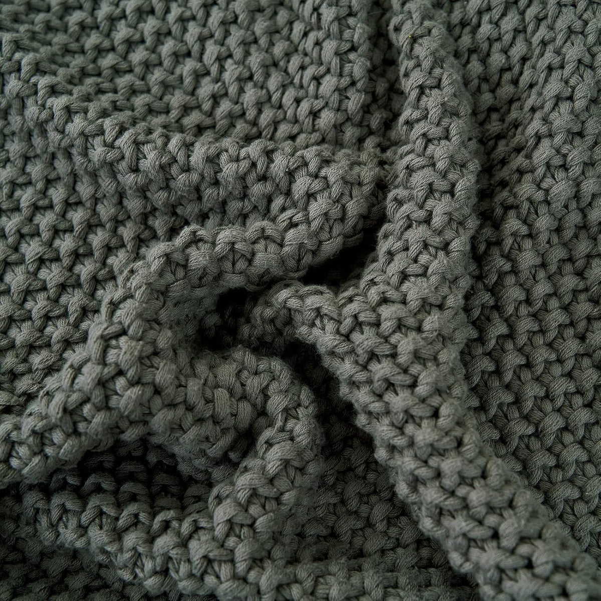 Longhui bedding Chunky Cable Knit Throw Blanket Lightweight Grey 100% Organic Cotton Blanket for