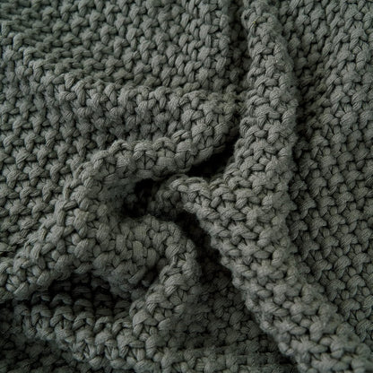 Longhui bedding Chunky Cable Knit Throw Blanket Lightweight Grey 100% Organic Cotton Blanket for