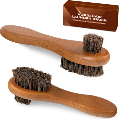 DUGATO Dual-Bristle Horsehair Laundry Stain Brush Set (2pcs) - Gentle & Tough Scrubbing for