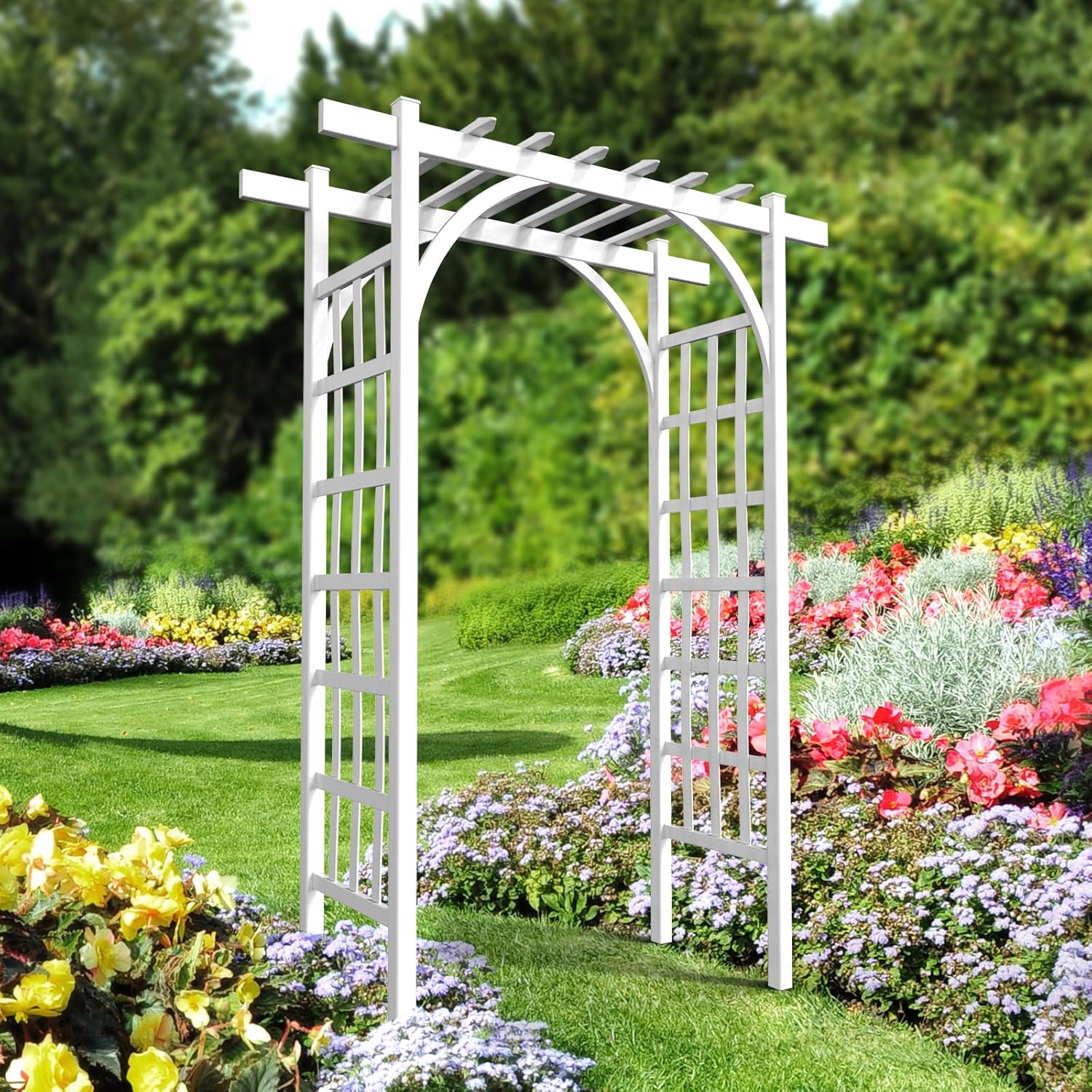 VINGLI Garden Arbor, PVC Wedding Arch for Ceremony Party, Garden Trellis for Climbing Plants