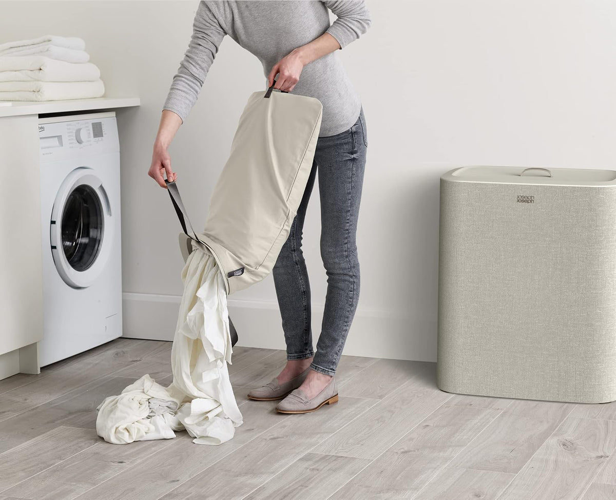 Joseph Joseph Tota Trio 90 liter/23.8 gallon Laundry Hamper Separation Basket with lid, 3 Removable
