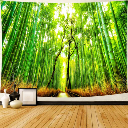 Delur Forest Pathway Tapestry Sunset Tropical Rainforest Nature Tree Tapestry Wall Hanging Sunrise