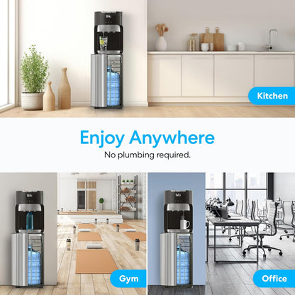 Brio Bottom Loading Water Cooler Dispenser for 5 Gallon Bottles - 3 Temperatures with Hot, Room &