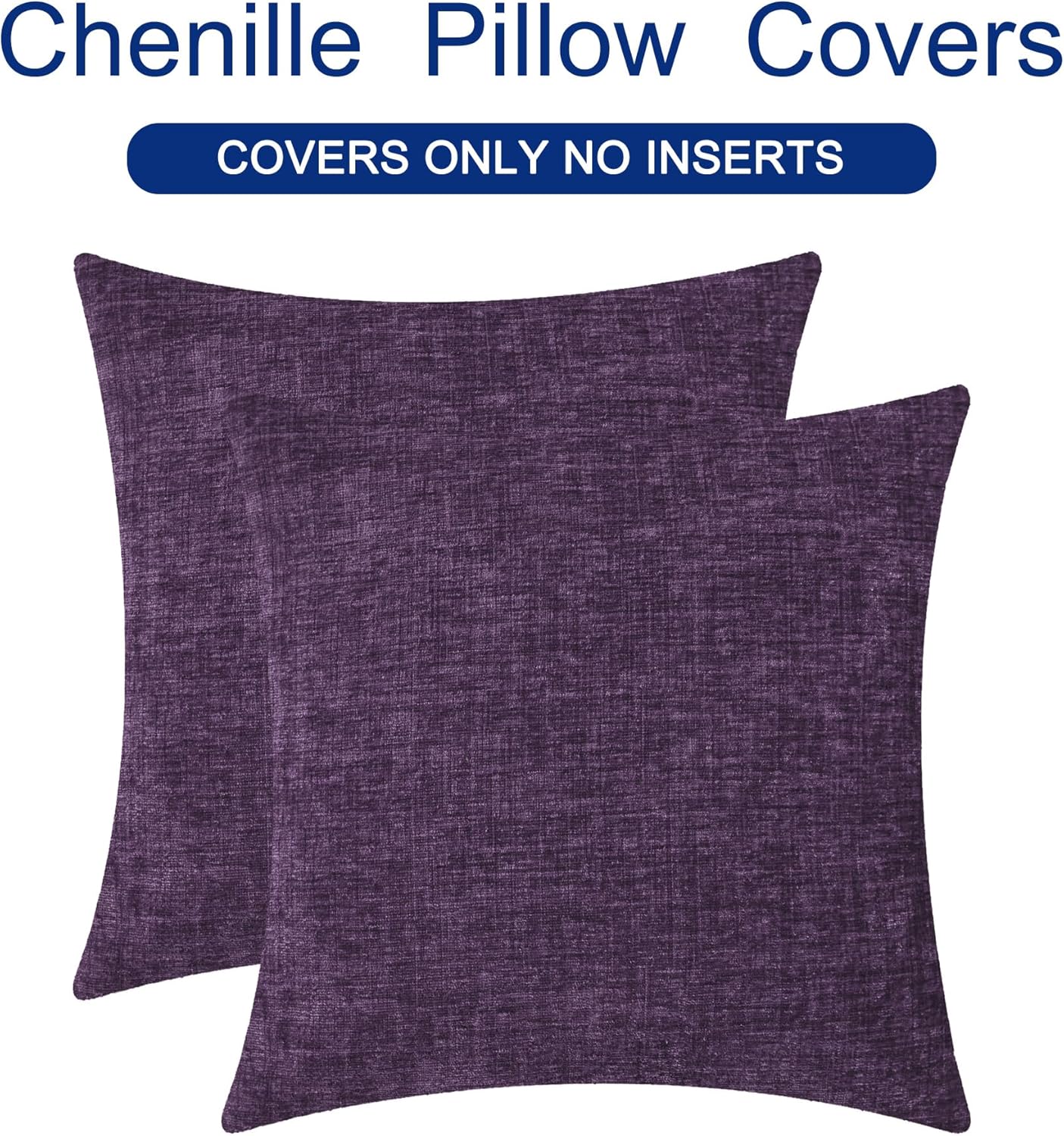CaliTime Throw Pillow Covers Decorative 18 X 18 Inches Pack of 2 Cozy Chenille Cushion Cases for