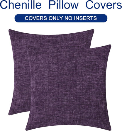 CaliTime Throw Pillow Covers Decorative 18 X 18 Inches Pack of 2 Cozy Chenille Cushion Cases for