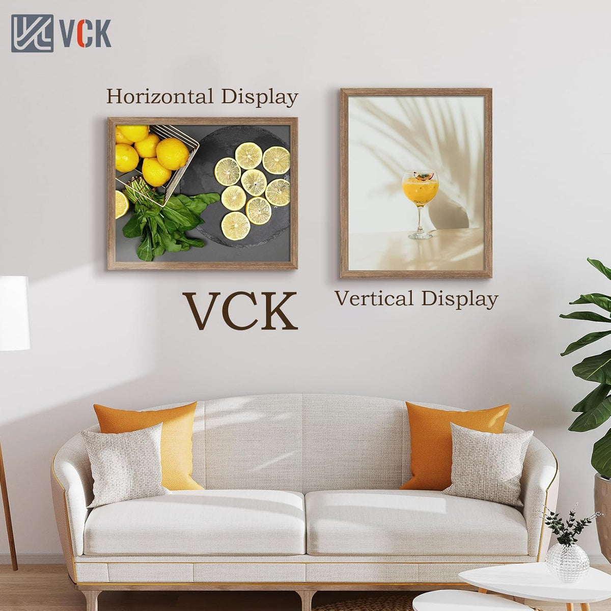 VCK 22x28 Frame 3 Pack - Brown Walnut, Natural Textured Solid Wood Poster Picture Frame, Wall