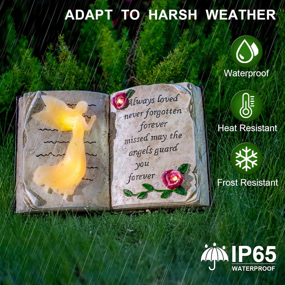 Outdoor Solar Angel Garden Stakes Lights, Waterproof Memorial Grave Decorations Gifts for Cemetery