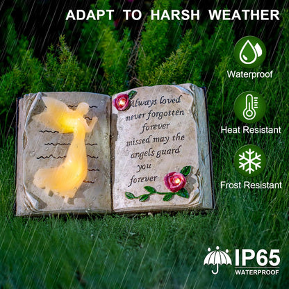 Outdoor Solar Angel Garden Stakes Lights, Waterproof Memorial Grave Decorations Gifts for Cemetery