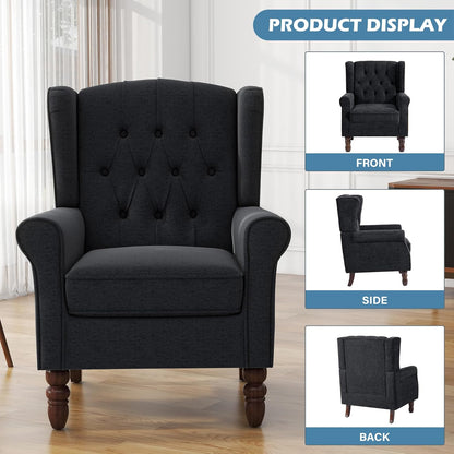UIXE High Back Accent Chairs Set of 2, Upholstered Armchair in Fabric, Retro Wingback Arm Chair for