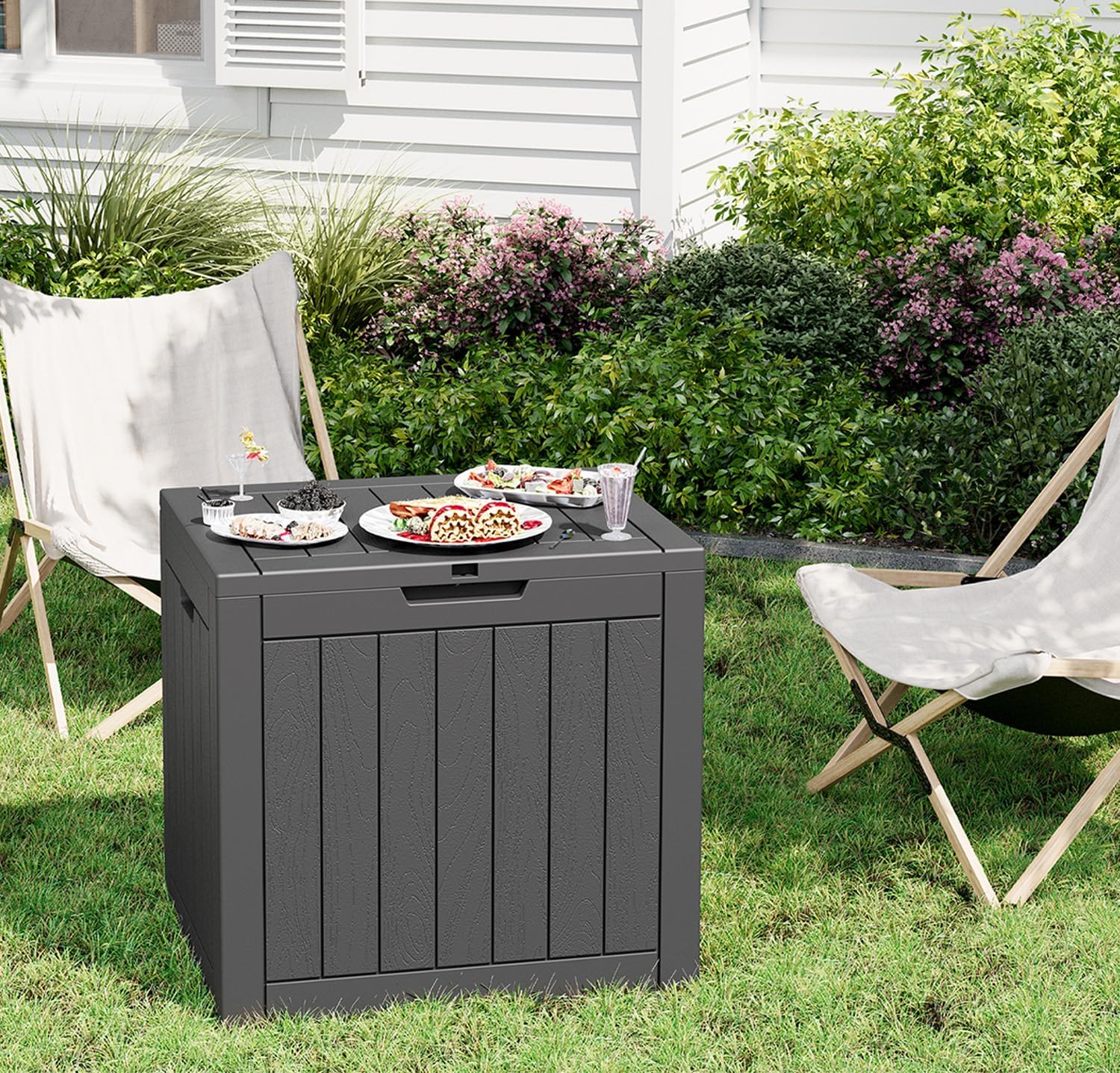 Outdoor Storage Box, 32 Gallon Deck Box Indoor Outdoor Storage Bin,Waterproof Resin Patio Storage