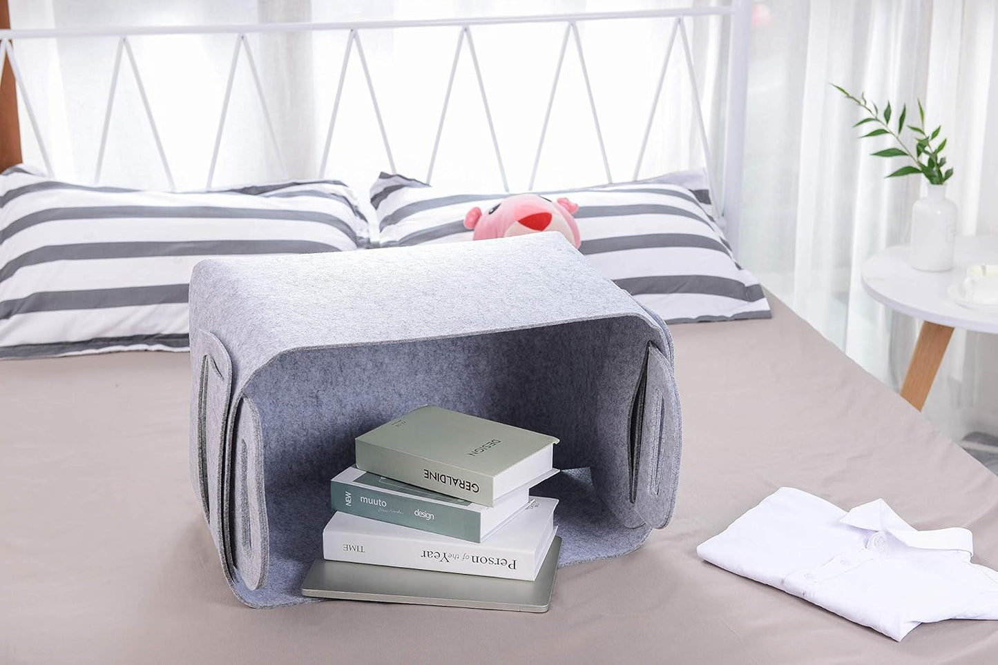 Storage Basket Felt Storage Bin Collapsible& Convenient Box Organizer with Carry Handles for Office