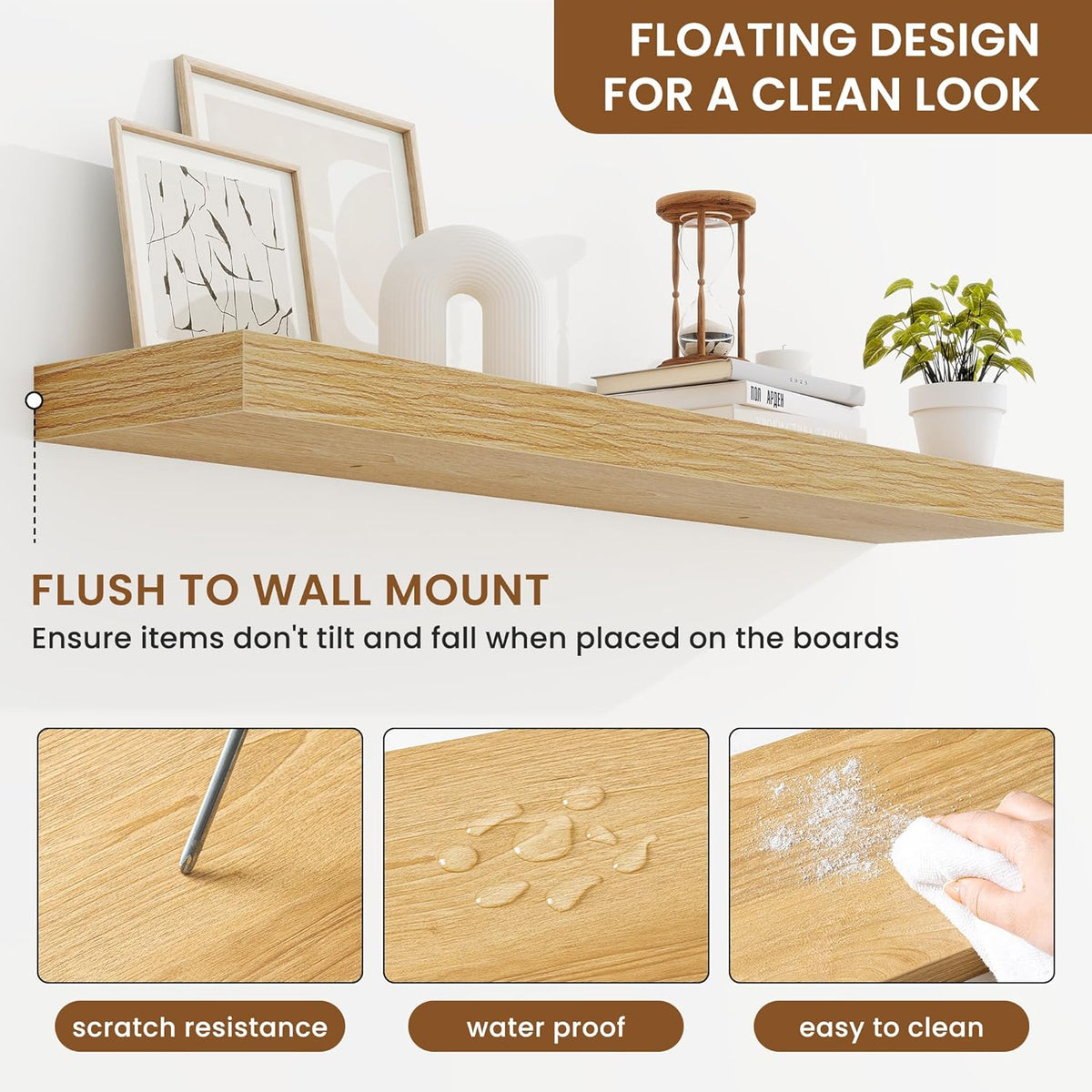 fuqing Floating Shelves for Wall, Bathroom Shelf Wall Mounted for Storage, Shelves with Invisible