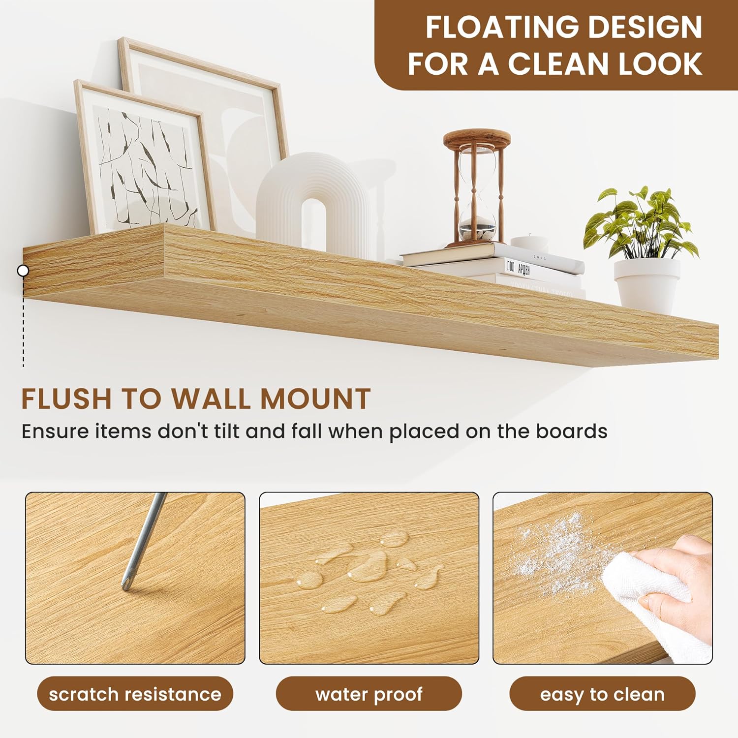 fuqing Floating Shelves for Wall, Bathroom Shelf Wall Mounted for Storage, Shelves with Invisible