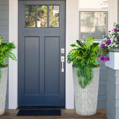 Worth Garden 22.5" H. Plastic Planters - Set of 2 Silver Color Tall Conical Plant Pots for Indoor