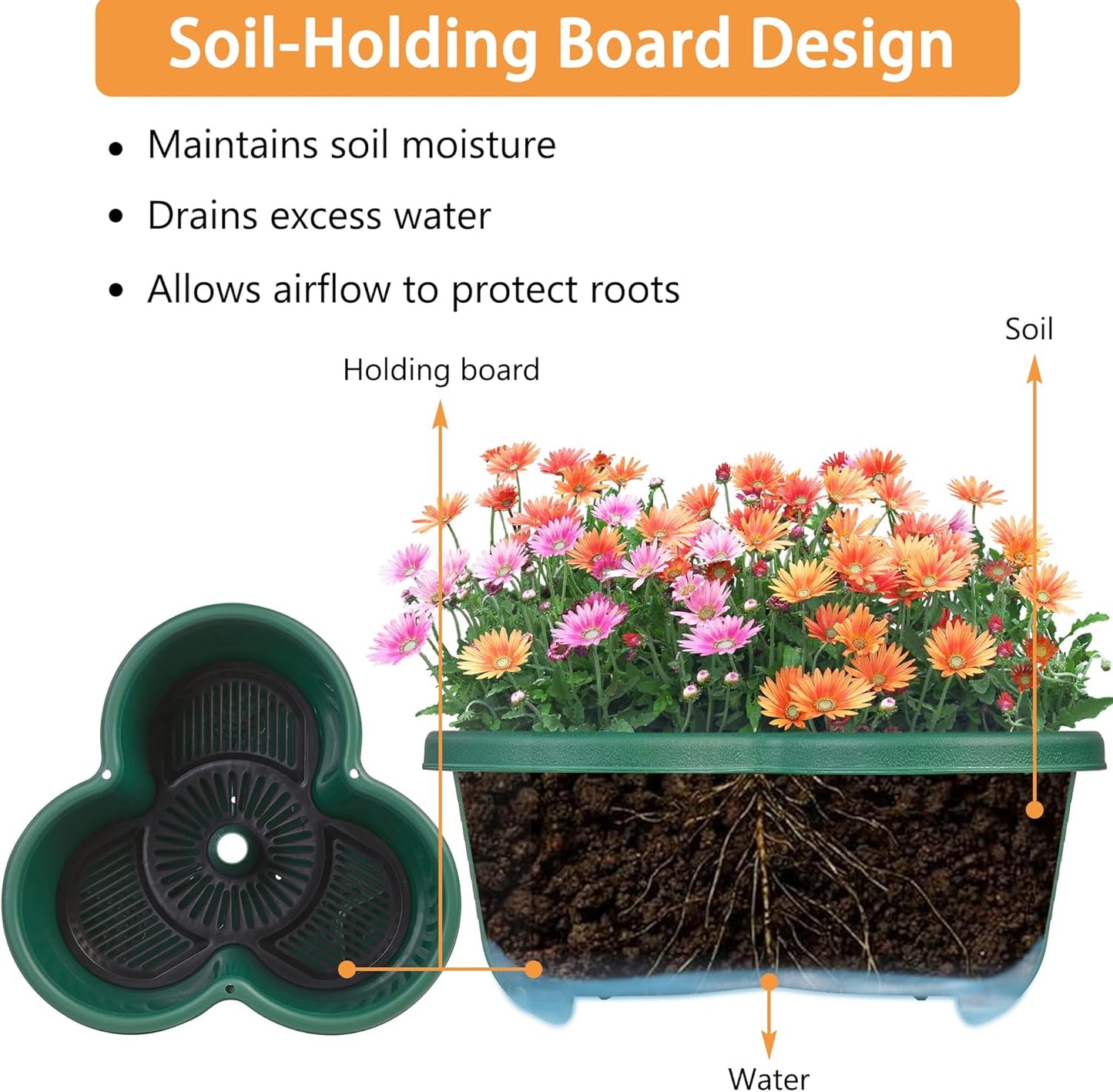 VECELO 5 Tier Vertical Garden Planter, Self Watering Stackable Planters with Wheels for