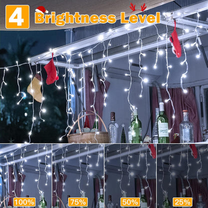 Ollny Icicle Lights for Outside 720LED 60FT, Cool White Christmas Lights with Remote 8 Modes