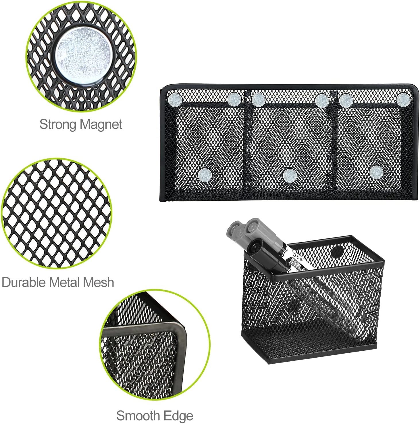 Neudeco Magnetic Pencil Holder, Locker Shelf Organizer, Metal Storage Basket for Whiteboard