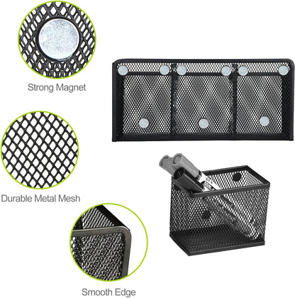 Neudeco Magnetic Pencil Holder, Locker Shelf Organizer, Metal Storage Basket for Whiteboard