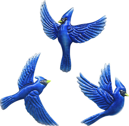 J-Fly Metal Birds Wall Decoration Bird Wall Hanging Decor Outdoor Metal Wall Art Blue Bird Outdoor