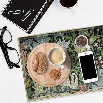 Spsyrine Serving Tray with Handles, Plastic Decorative Tray for Coffee Table, Living Room, Home
