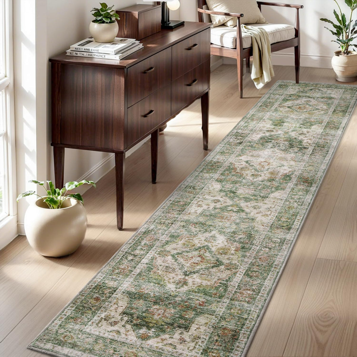 AMOAMI-2X10 Runner Rug-Washable Runners for Hallways-Soft Non Slip Bedside Rugs for Bedroom-Vintage