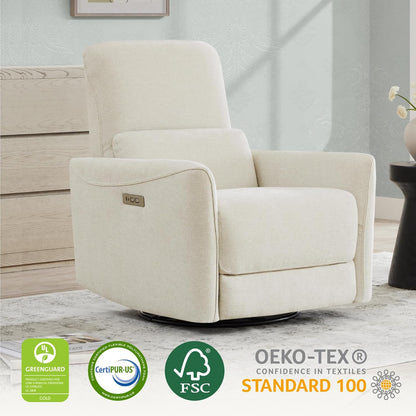CHITA Power Recliner Chair Swivel Glider, FSC Certified Upholstered Living Room Nursery Reclining