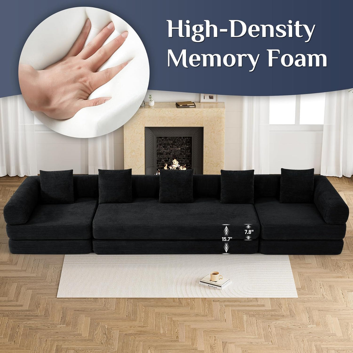Modular Sectional Loveseat Sofa Cloud Boneless Couch, Modern Sleeper Sofa for Customizable Living