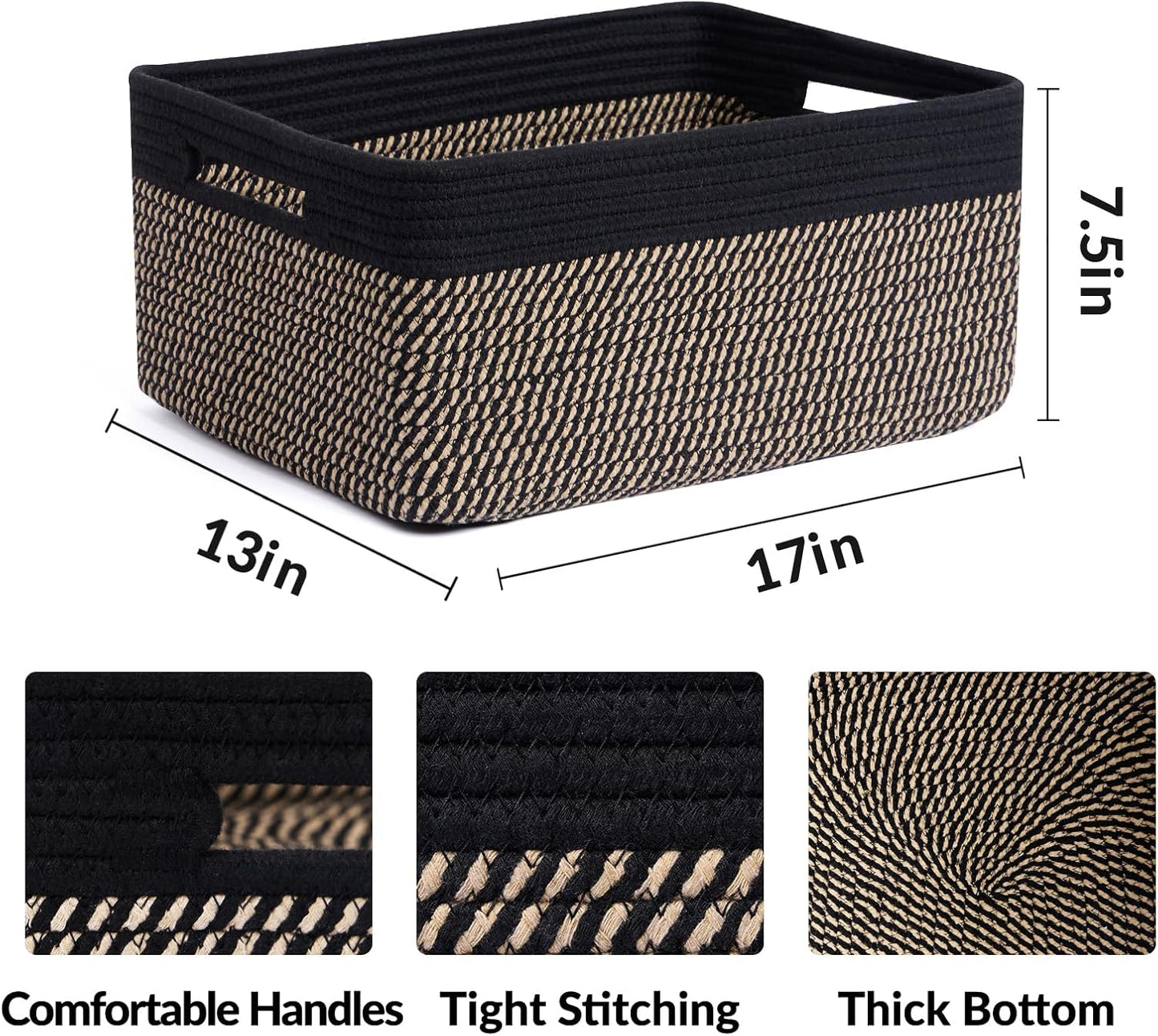 Large Storage Baskets for Shelves, Closet Organizers Bins for Clothes Blanket Towels, Baby Nursery