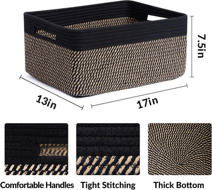 Large Storage Baskets for Organizing, Closet Shelf Baskets for Clothes Blanket Towels, Baby
