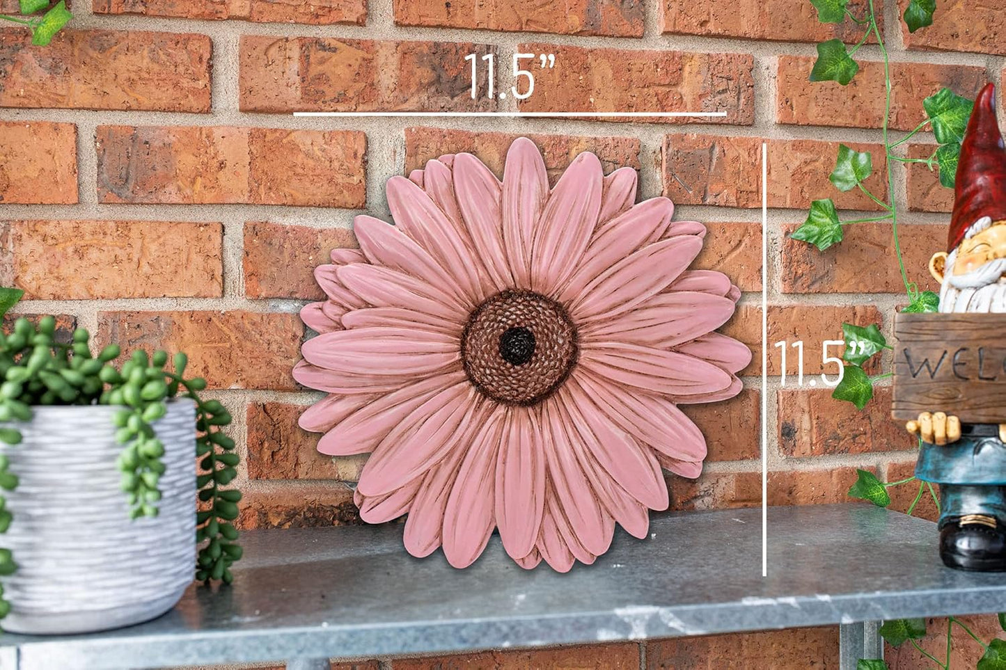 NAT & Jules Gerbera Daisy Flower Shaped Dimensional Indoor Outdoor 12 inch Cast Resin Decorative