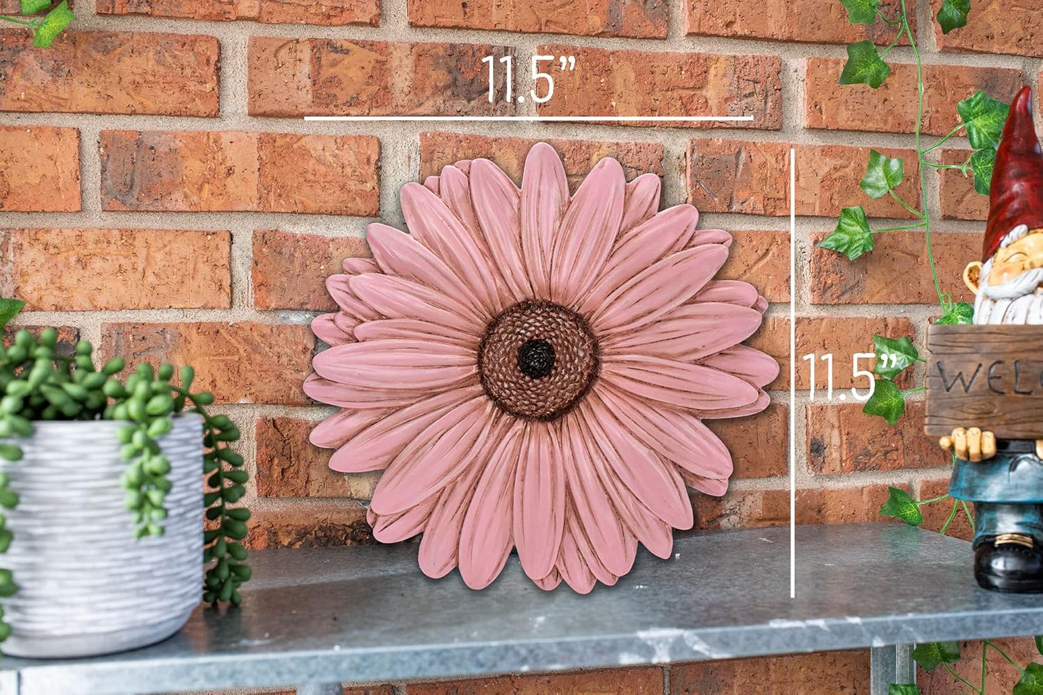 NAT & Jules Gerbera Daisy Flower Shaped Dimensional Indoor Outdoor 12 inch Cast Resin Decorative