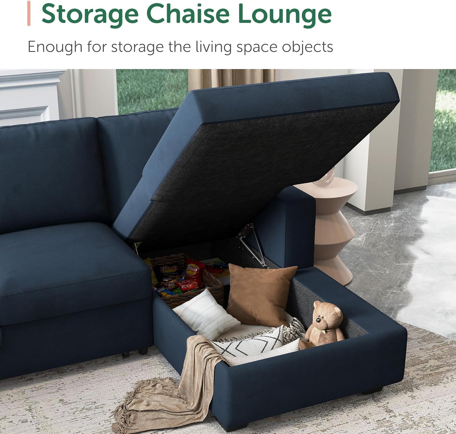 HONBAY Sectional Sleeper Sofa with Pull Out Bed U-Shape Sectional Couch Sleeper Bed with Storage
