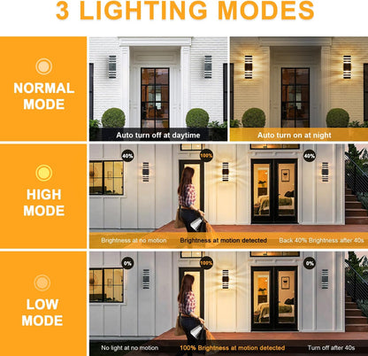 Motion Sensor Outdoor Wall Light Fixture Up Down Porch Lights Modern Dusk to Dawn Exterior Sconce