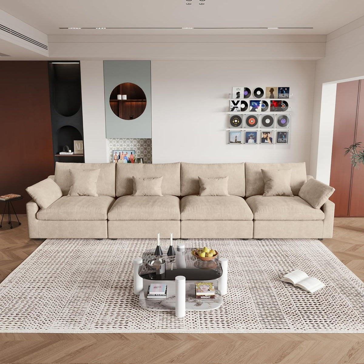 JACH Sectional Couches for Living Room, 4 Seater Cloud Sectional Couch with Deep Seat, Down Filled