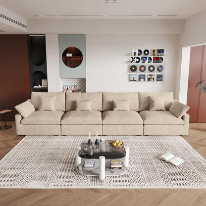 JACH Sectional Couches for Living Room, 4 Seater Cloud Sectional Couch with Deep Seat, Down Filled