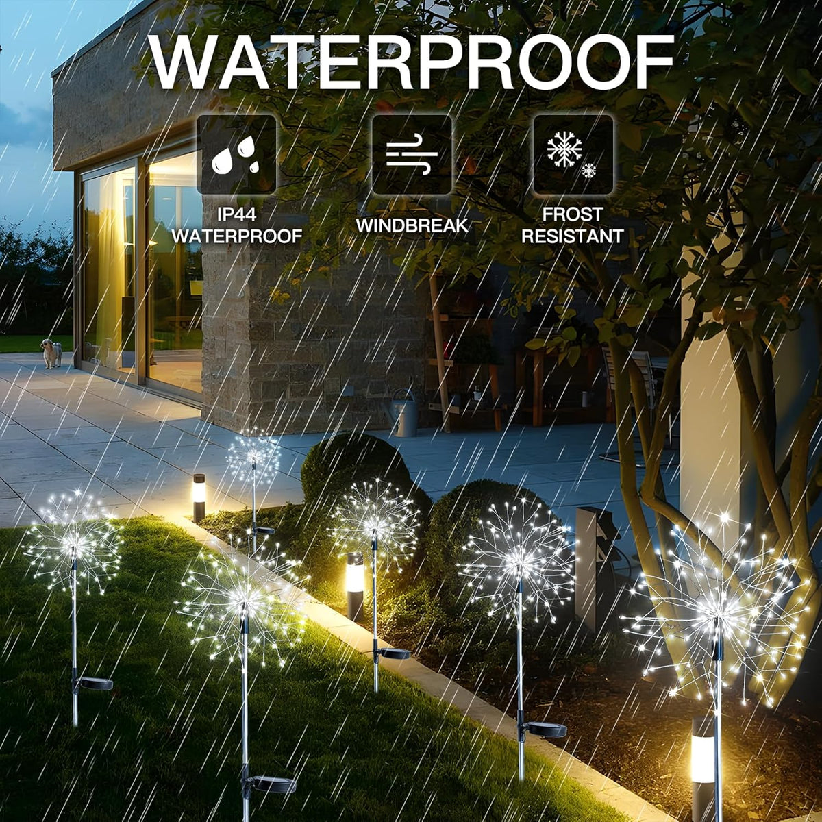 suddus Solar Garden Lights Outdoor Waterproof Decorative, 2Pack 150LED Firework Lights, Solar Fairy