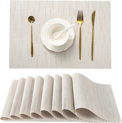Leetaltree Pale Beige Placemats Set of 8 - Heat Resistant Non-Slip Place mats for Dining Table