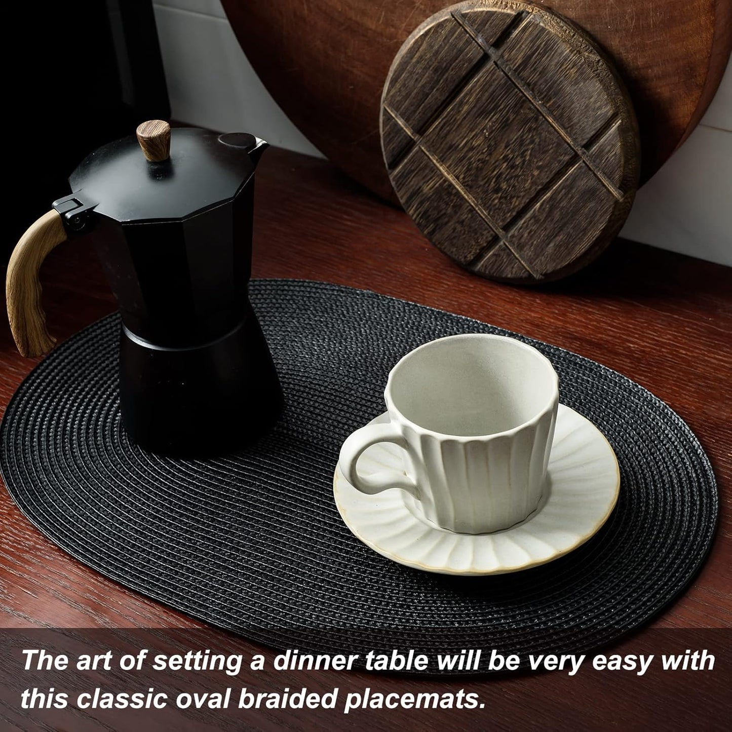 AHHFSMEI Placemats Set of 4 for Dining Table Washable Woven Vinyl Non-Slip 18x12 inches Placemat
