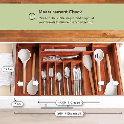 Premium Silverware, Flatware and Utensil Organizer for Kitchen Drawers, Expandable 14.5 to 25