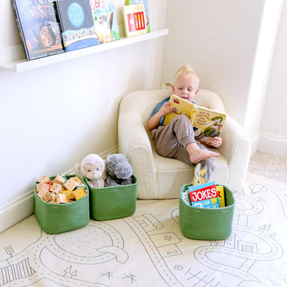 NaturalCozy Storage Cubes 9”x9”x7”Cotton Rope Woven Baskets for Organizing 3-Pack | 9 Inch Cube