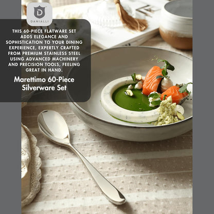 Silverware Set for 12 | 18/10 Stainless Steel Flatware Set | Mirror Finish, Heavy-Duty, Dishwasher