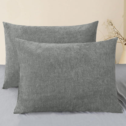 CaliTime Throw Pillow Covers Decorative 20 X 26 Inches Pack of 2 Cozy Chenille Standard Pillow