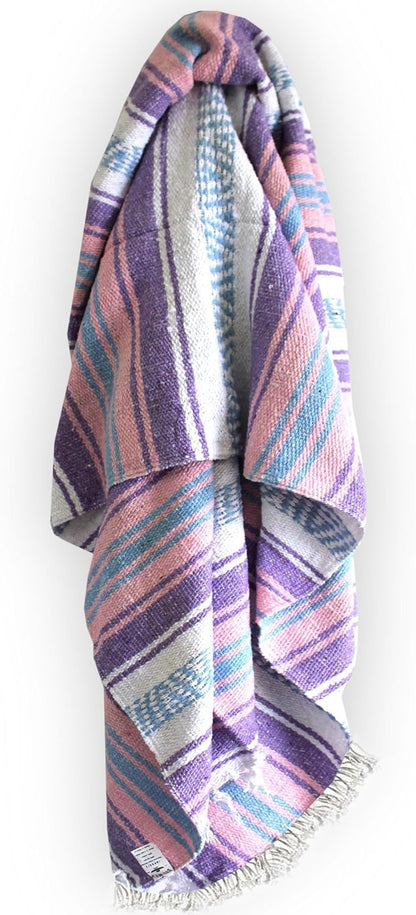 Del Mex Classic Mexican Blanket, Large Authentic Woven Falsa Throw (70"x50"), Artisan Southwest