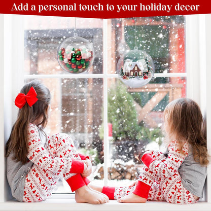 ANVAVO 2 Pieces 20 cm Christmas Clear Plastic Fillable Ball Ornaments DIY Craft Transparent Baubles