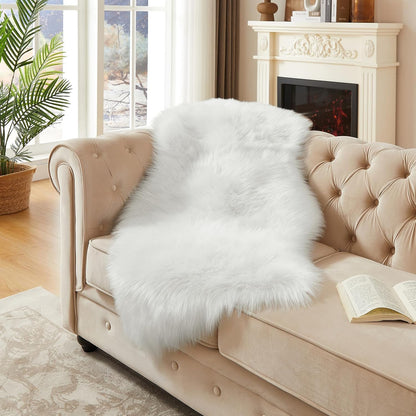 AMTOVO Faux Fur Rug, White Area Rug, Fluffy Sheepskin Rug, Fuzzy Ultra Soft 2 x 4 ft Shag Rugs for