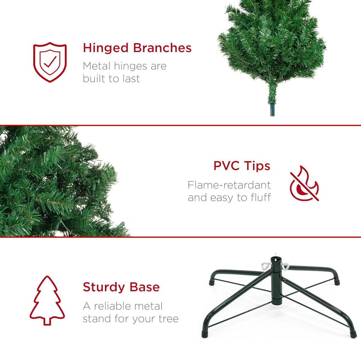 Best Choice Products Artificial Christmas Tree, 7.5ft Premium Unlit Realistic Spruce Holiday Décor