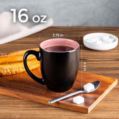 GBHOME 16oz Coffee Mugs Set of 6, Large Ceramic Coffee Mugs for Man, Woman, Dad, Mom, Modern Coffee