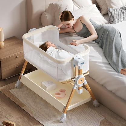 3 in 1 Baby Bassinet,Bedside/Rocking Bassinet for Baby,Bedside Crib with Lockable Wheels,Waterproof