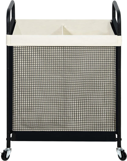 STO STO Laundry Hamper 2 Section, 100L Rolling Laundry Sorter Cart with Removable and Washable