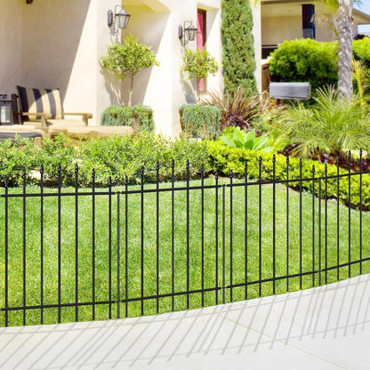 Metal Garden Fence 32 in H x 12 ft L, 6 Panels + 7 Stakes Border Dog Fence Panels Animal Barrier